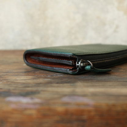 SpiralDance_L ZIP WALETT_WILD BOAR_GREEN × BROWN