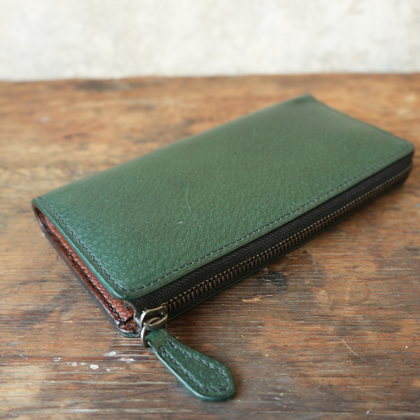 SpiralDance_L ZIP WALETT_WILD BOAR_GREEN × BROWN