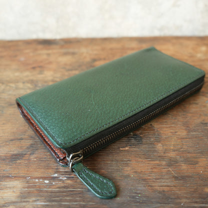 SpiralDance_L ZIP WALETT_WILD BOAR_GREEN × BROWN