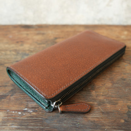 SpiralDance_L ZIP WALETT_WILD BOAR_BROWN × GREEN