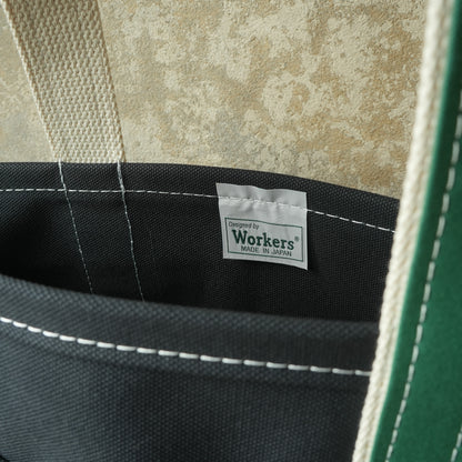 WORKERS_Deluxe Pocket Tote Bag_Dark Navy x Green Handle_Long