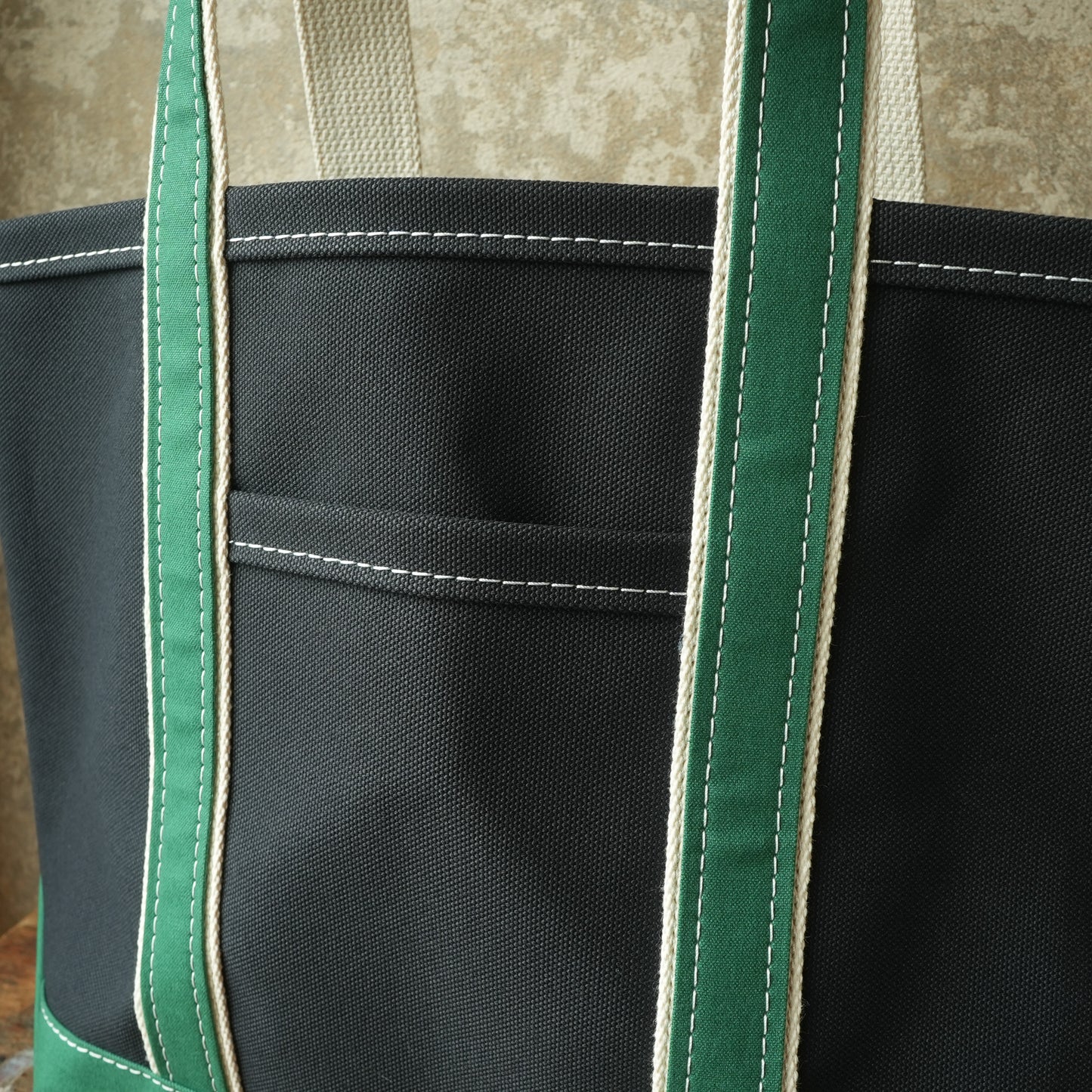 WORKERS_Deluxe Pocket Tote Bag_Dark Navy x Green Handle_Long