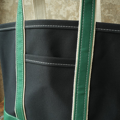 WORKERS_Deluxe Pocket Tote Bag_Dark Navy x Green Handle_Long