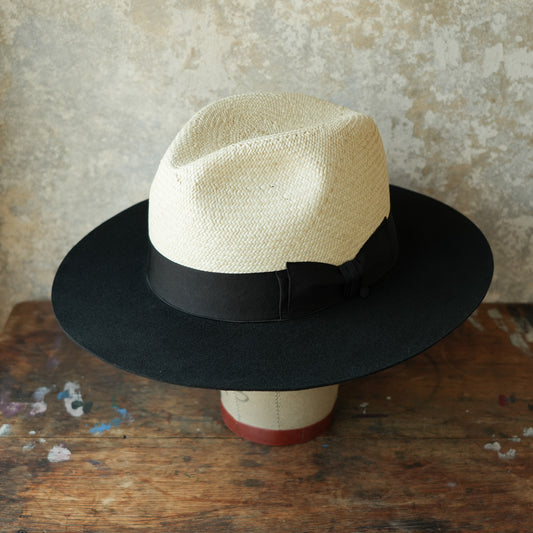 THE H.W.DOG&CO_ D-01169_RAFFIA × WOOL FRONT HAT_Natural × Black