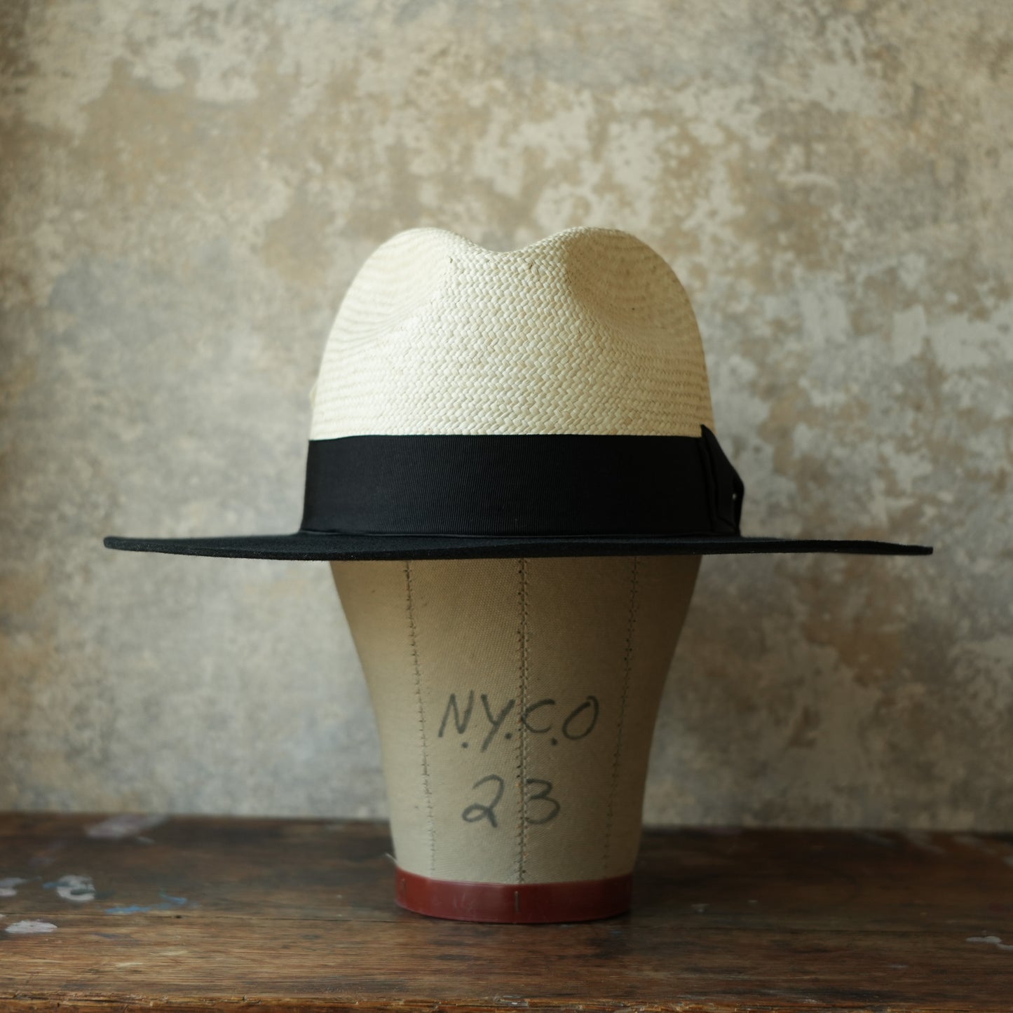 THE H.W.DOG&CO_ D-01169_RAFFIA × WOOL FRONT HAT_Natural × Black