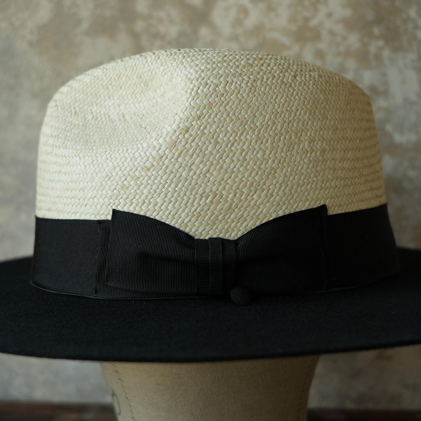 THE H.W.DOG&CO_ D-01169_RAFFIA × WOOL FRONT HAT_Natural × Black