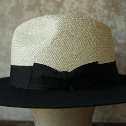 THE H.W.DOG&CO_ D-01169_RAFFIA × WOOL FRONT HAT_Natural × Black