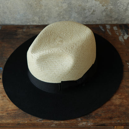 THE H.W.DOG&CO_ D-01169_RAFFIA × WOOL FRONT HAT_Natural × Black