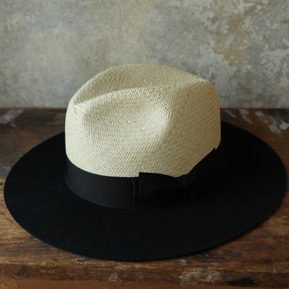 THE H.W.DOG&CO_ D-01169_RAFFIA × WOOL FRONT HAT_Natural × Black