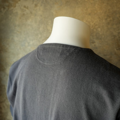 PREQUEL_C1016 Stiff Cotton Henley T-shirt (Black) Henley T-shirt (Black)
