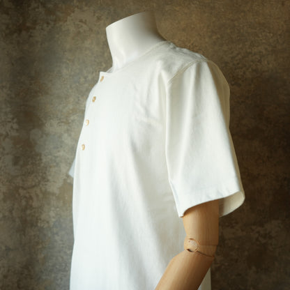 PREQUEL_C1016 Stiff Cotton Henley T-shirt (White) Henley T-shirt (White)