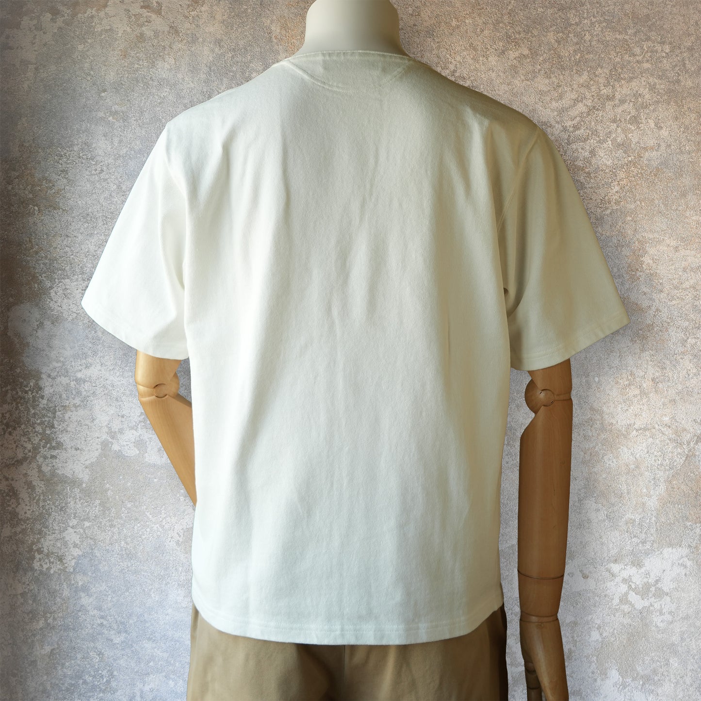 PREQUEL_C1016 Stiff Cotton Henley T-shirt (White) Henley T-shirt (White)