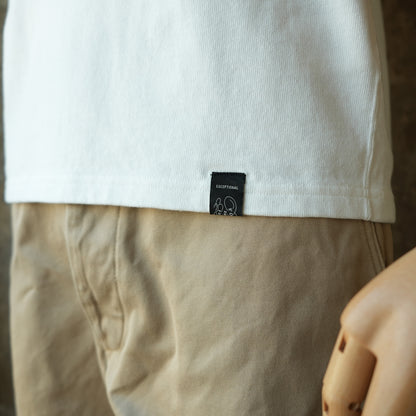 PREQUEL_C1016 Stiff Cotton Henley T-shirt (White) Henley T-shirt (White)