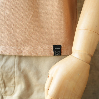 PREQUEL_C1016 Stiff Cotton Henley T-shirt (Brown)