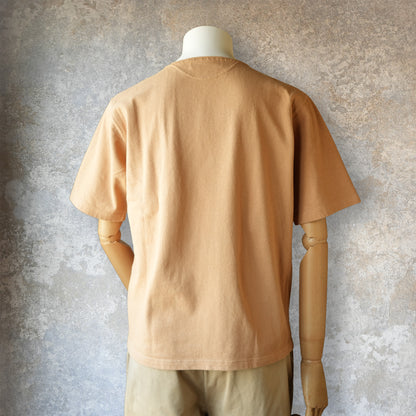 PREQUEL_C1016 Stiff Cotton Henley T-shirt (Brown)