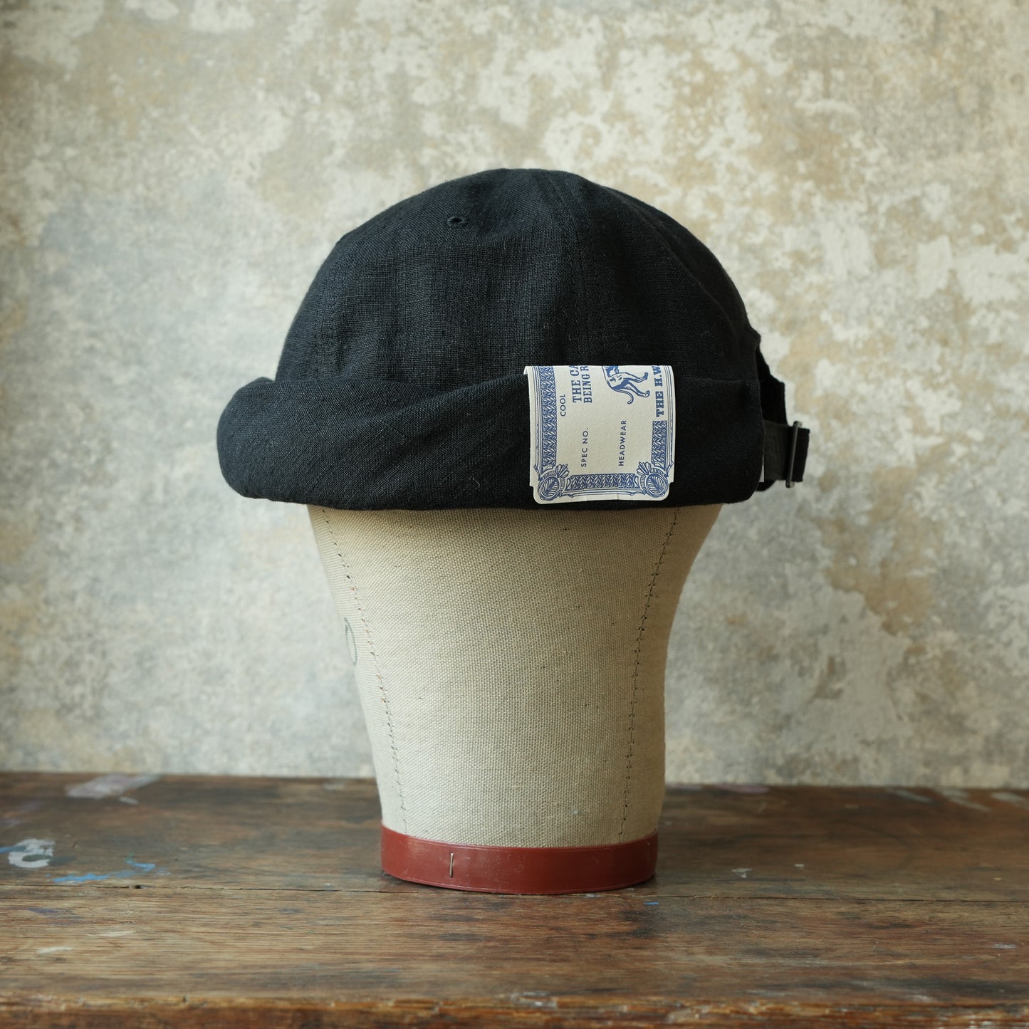THE H.W.DOG&CO_ D-01166_LINEN CANVAS ROLL CAP - Black