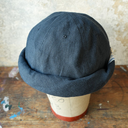 THE H.W.DOG&CO_ D-01166_LINEN CANVAS ROLL CAP - Navy