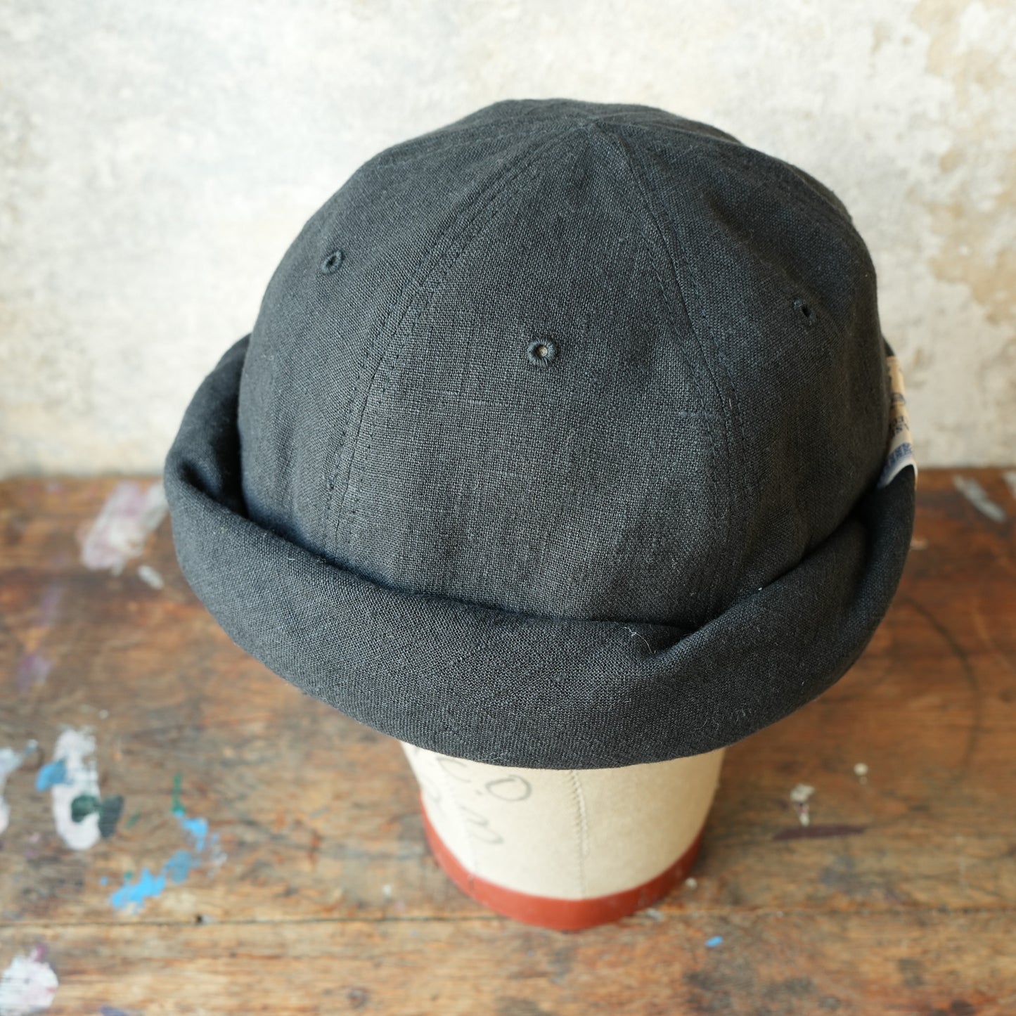 THE H.W.DOG&CO_ D-01166_LINEN CANVAS ROLL CAP - Black