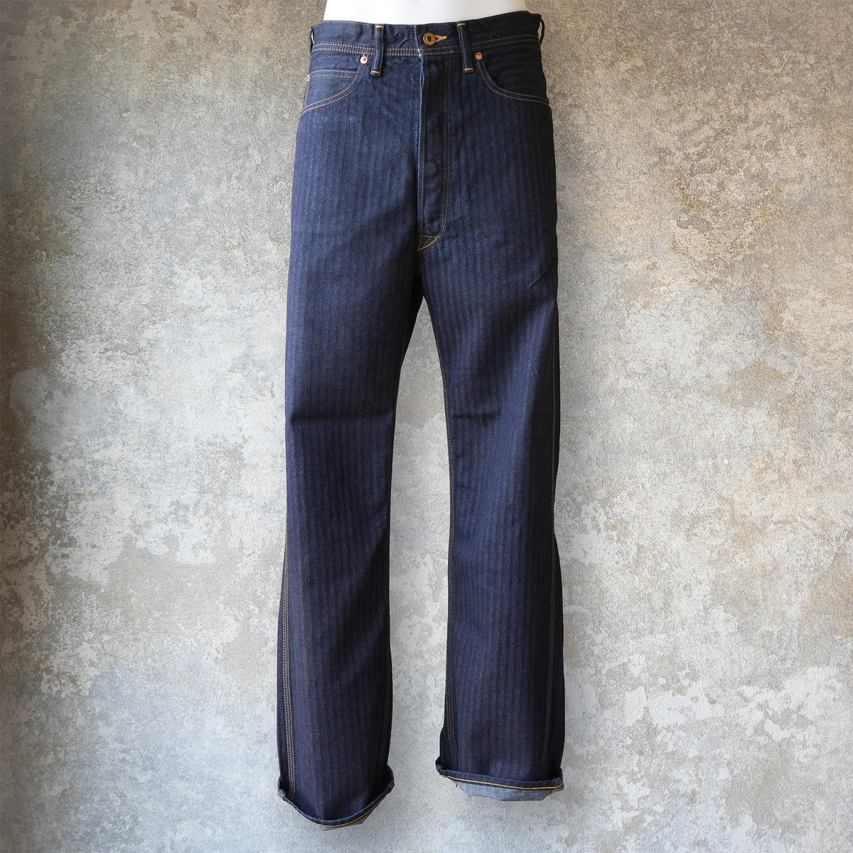 WORKERS_Lot 815 Work Pants_12 oz, Grey Back Indigo Herringbone