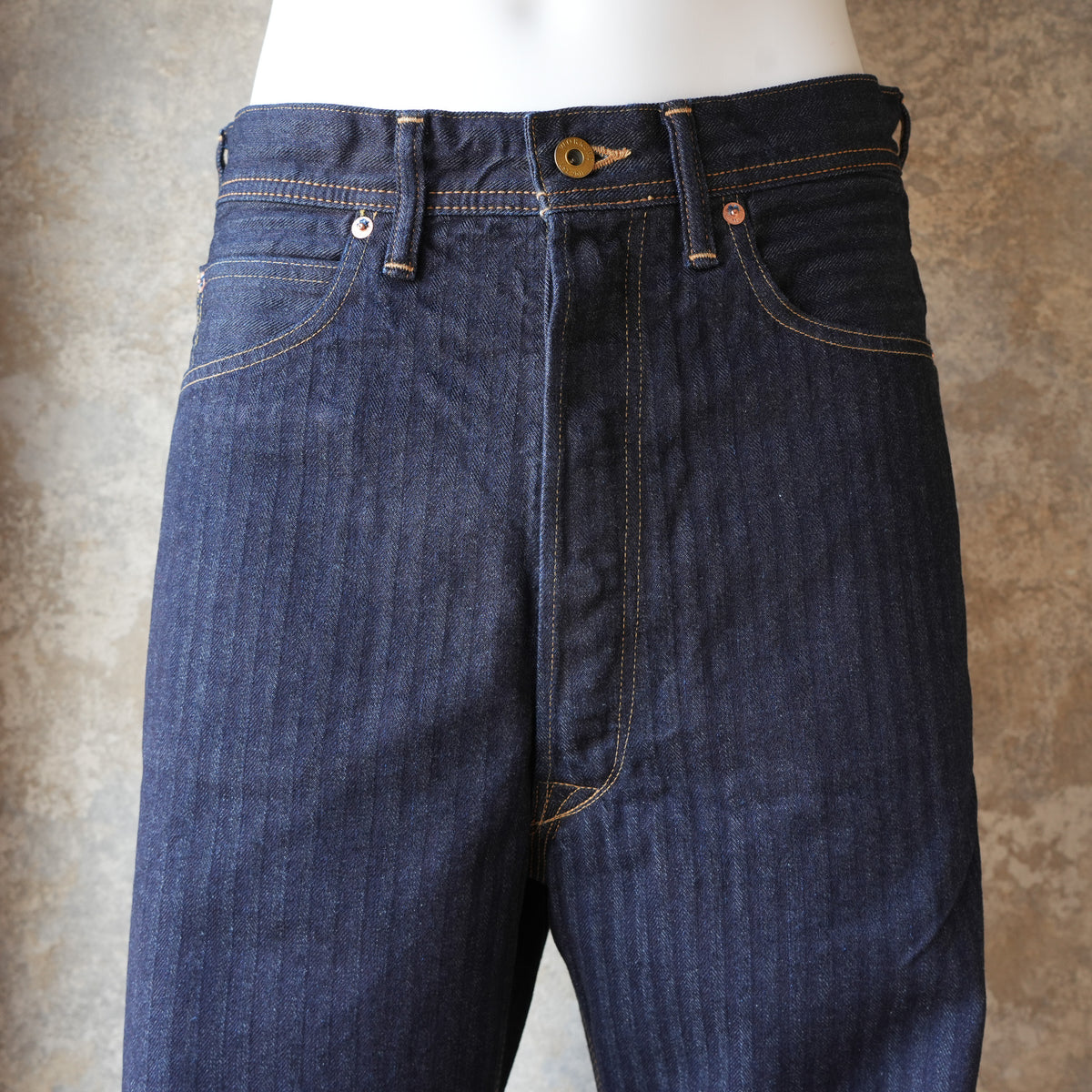 WORKERS_Lot 815 Work Pants_12 oz, Grey Back Indigo Herringbone