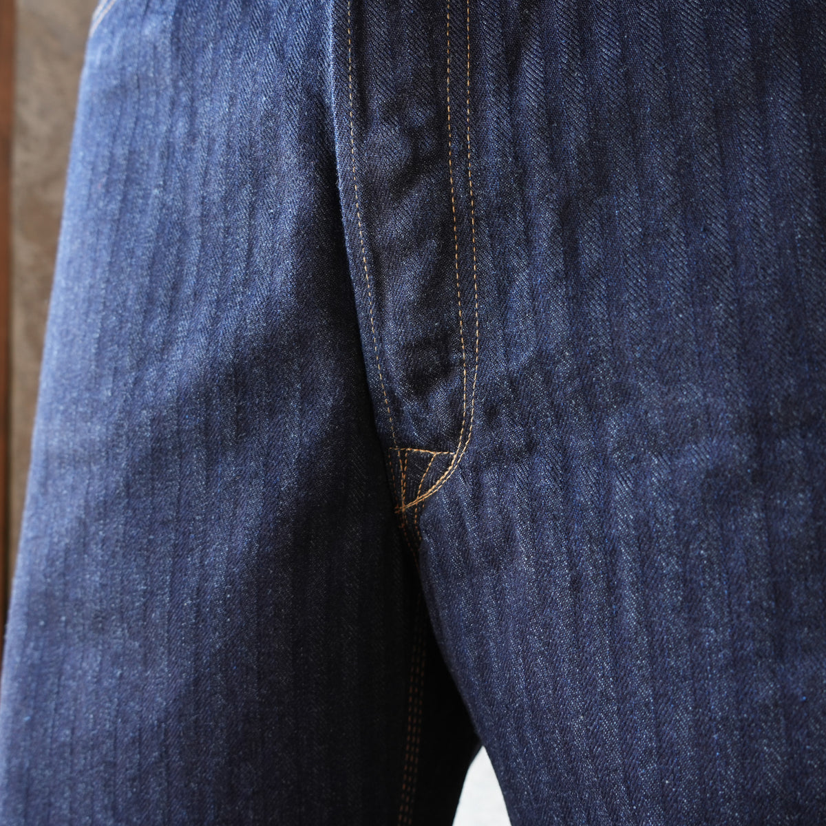 WORKERS_Lot 815 Work Pants_12 oz, Grey Back Indigo Herringbone