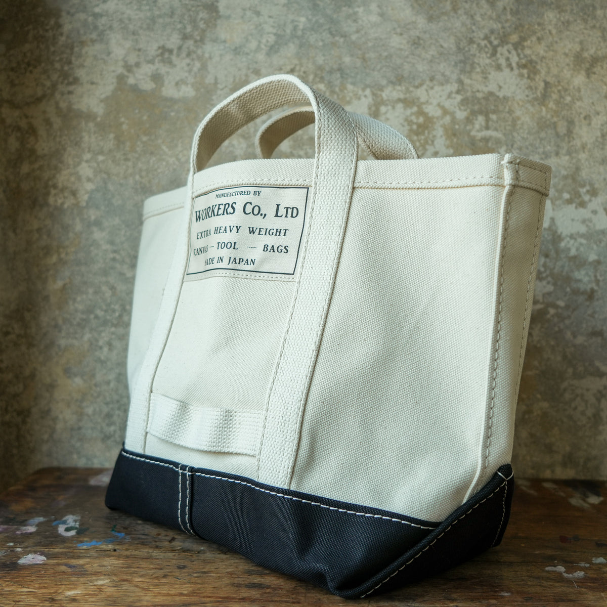 WORKERS_Tool Bag, Medium-Short Handle, Ecru x Black