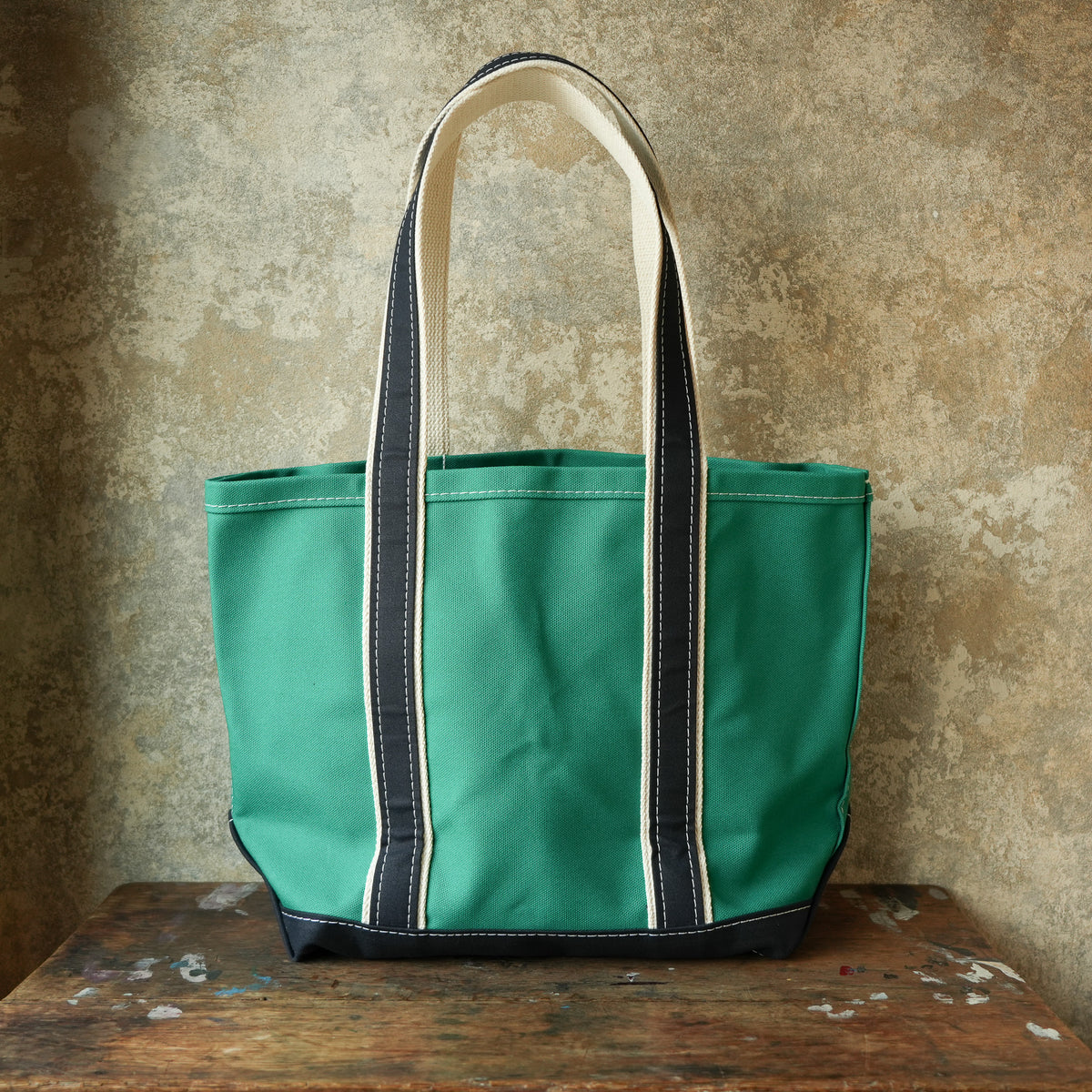 WORKERS_Deluxe Pocket Tote Bag_Green x Navy Handle_Long