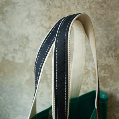 WORKERS_Deluxe Pocket Tote Bag_Green x Navy Handle_Long