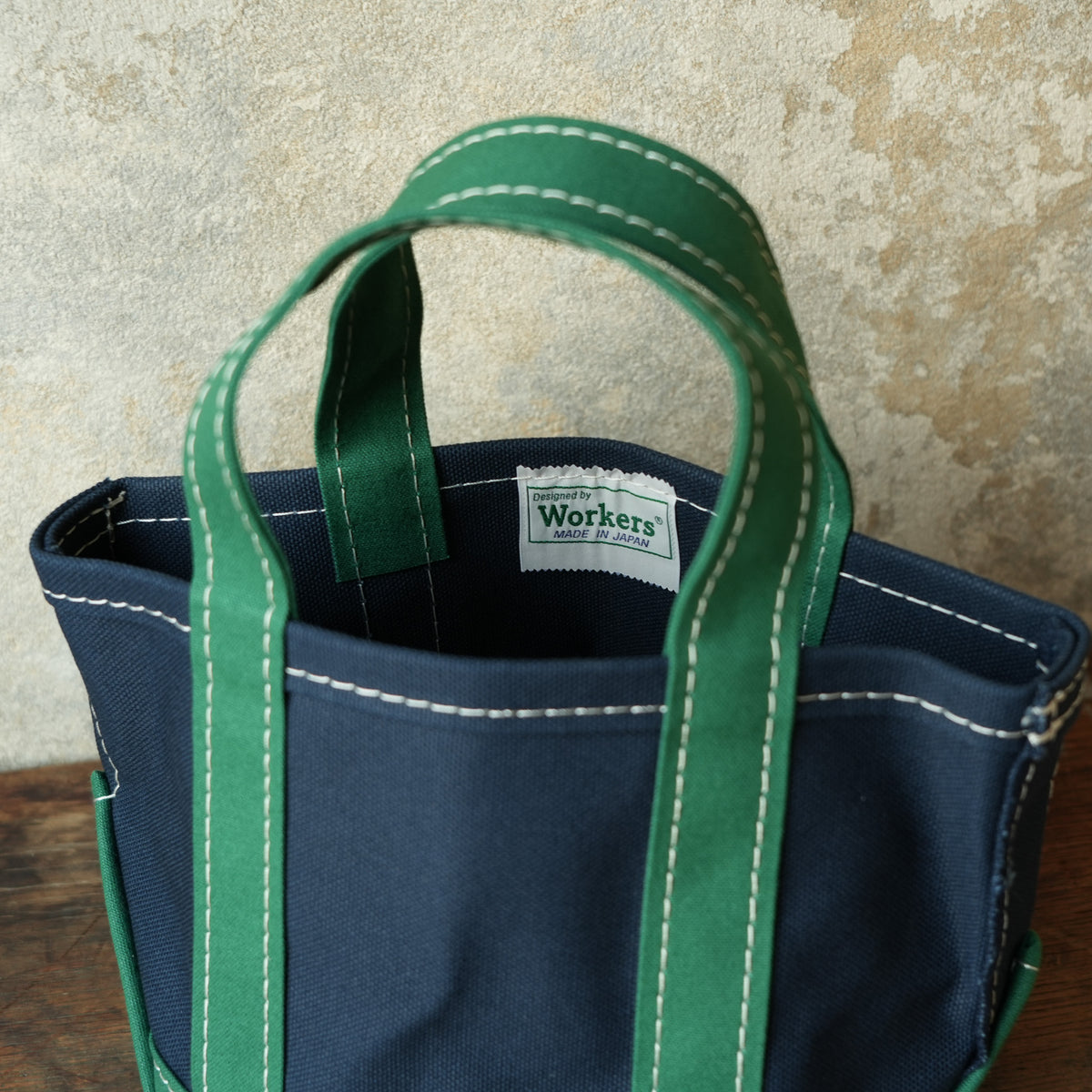 WORKERS_Deluxe Tote, Mini_Dark Navy x Green