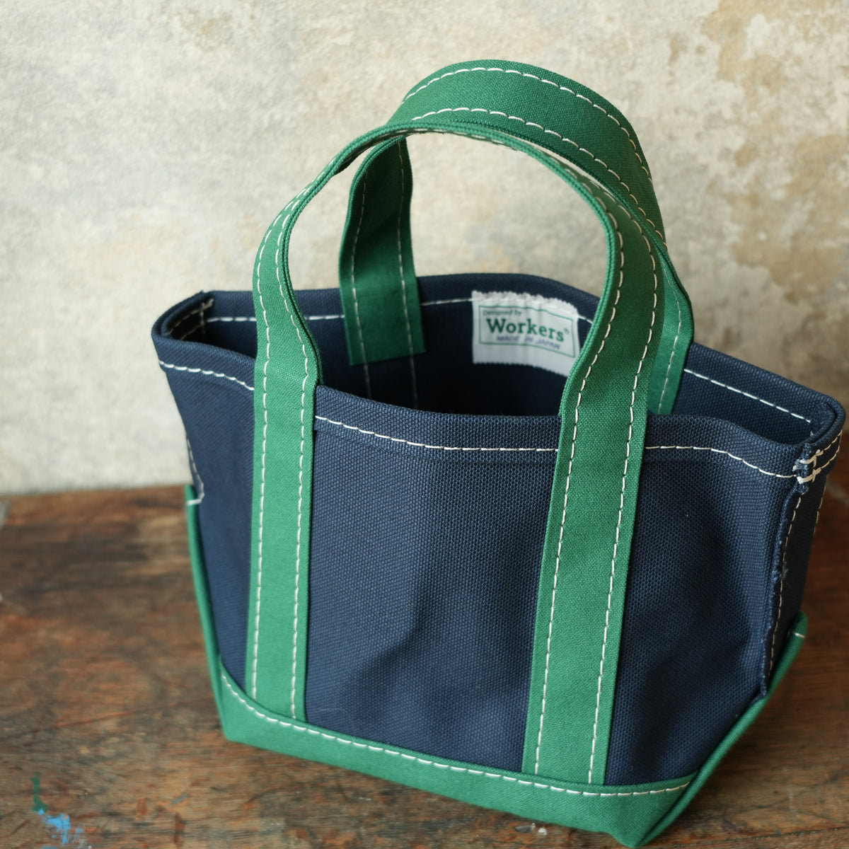WORKERS_Deluxe Tote, Mini_Dark Navy x Green