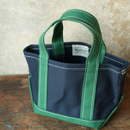 WORKERS_Deluxe Tote, Mini_Dark Navy x Green