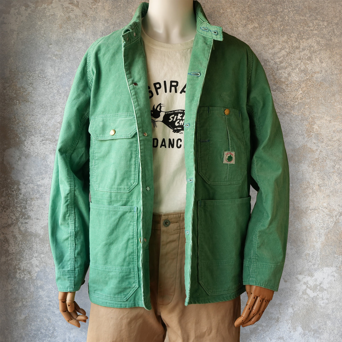 TCB Jeans_Cat Head Jacket Green Apple Corduroy