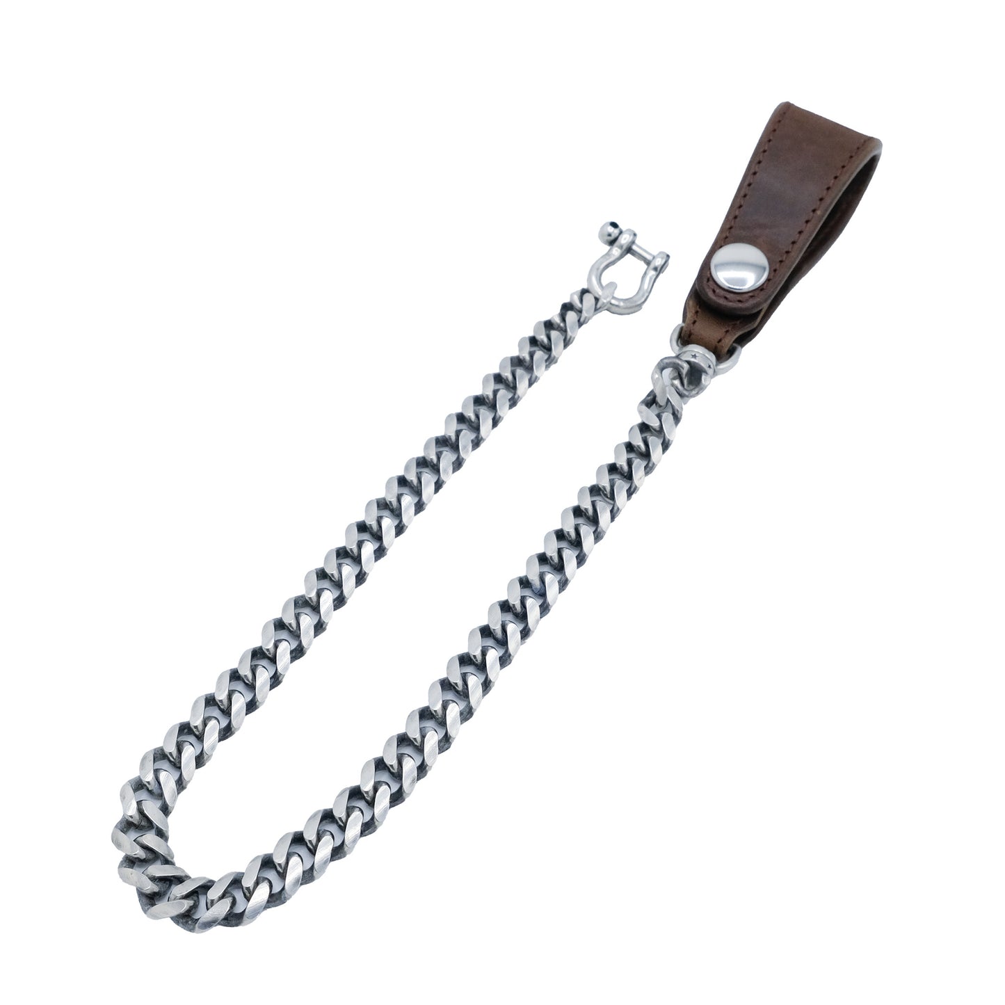 INCEPTION_HORSE BUTT LEATHER BRASS CHAIN (SILVER PLATING)