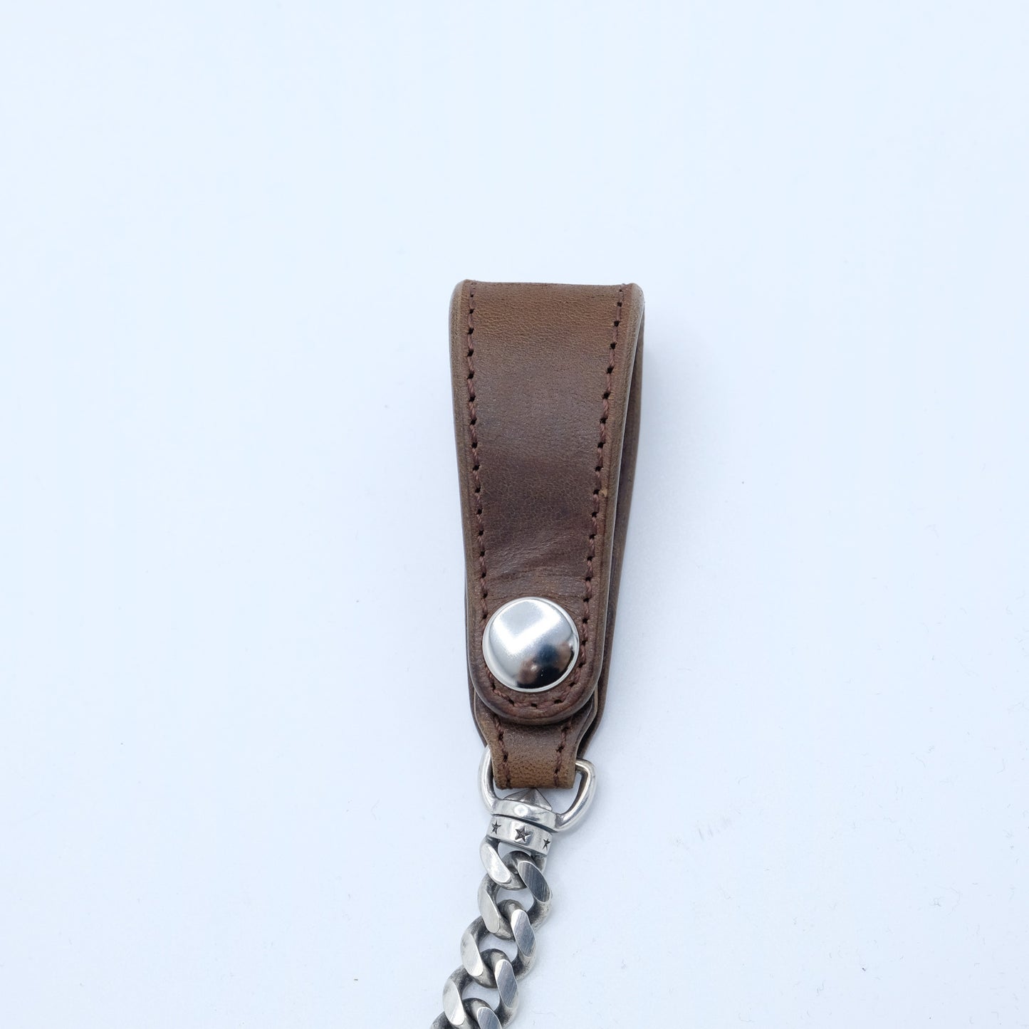 INCEPTION_HORSE BUTT LEATHER BRASS CHAIN (SILVER PLATING)