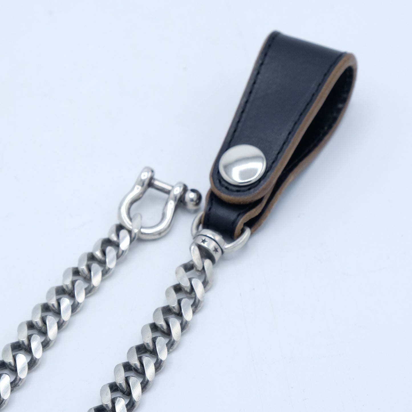 INCEPTION_HORSE BUTT LEATHER BRASS CHAIN (SILVER PLATING)