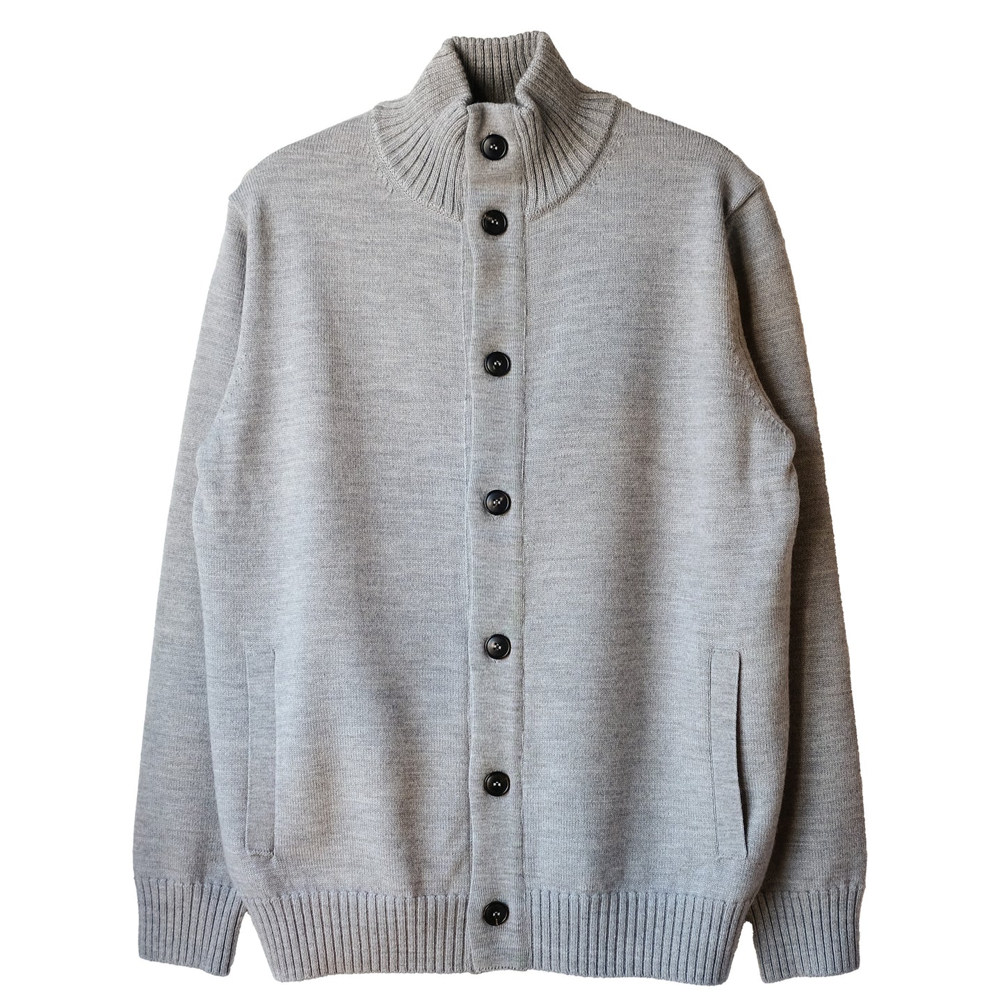 MOON CASTLE_M2306_WOOL STAND COLLAR CARDIGAN_Light Gray