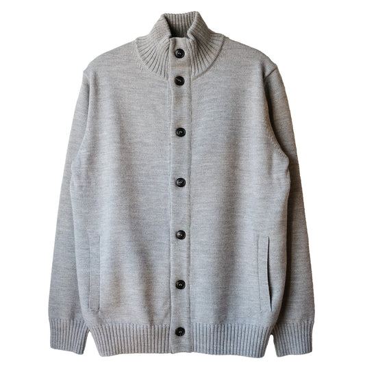 MOON CASTLE_M2306_WOOL STAND COLLAR CARDIGAN_Light Gray