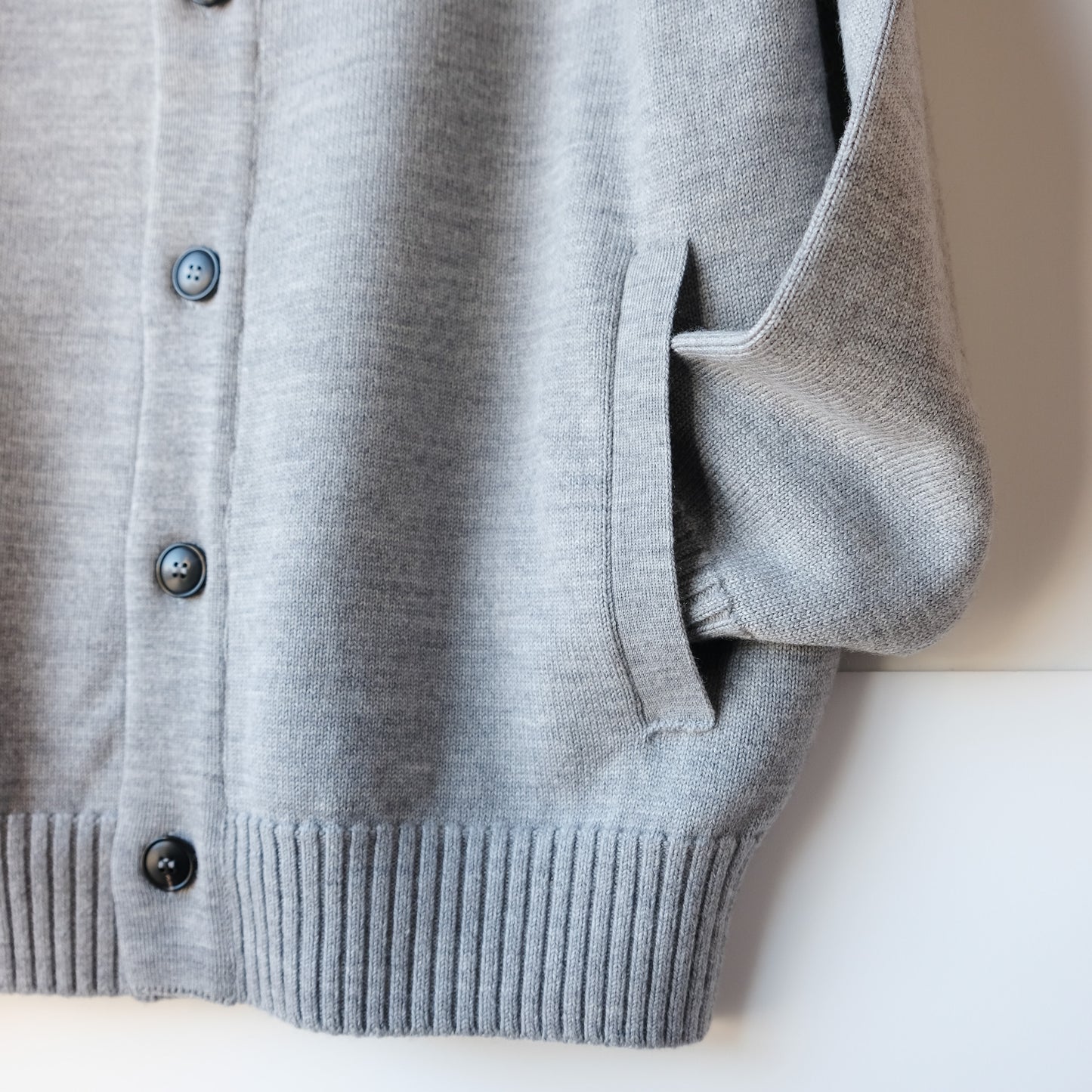 MOON CASTLE_M2306_WOOL STAND COLLAR CARDIGAN_Light Gray