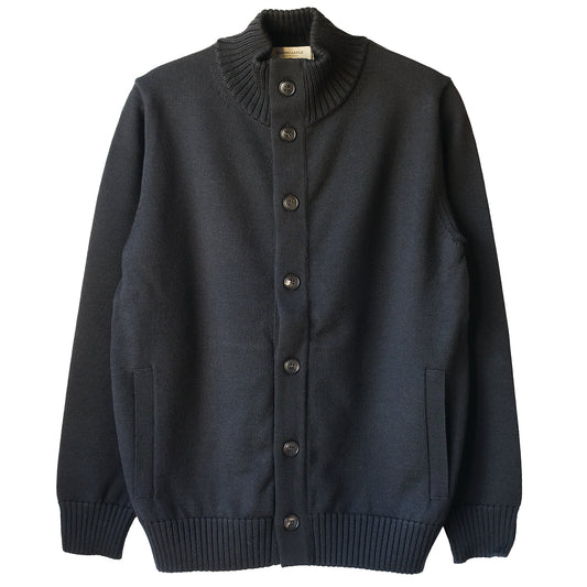 MOON CASTLE_M2306_WOOL STAND COLLAR CARDIGAN_Black