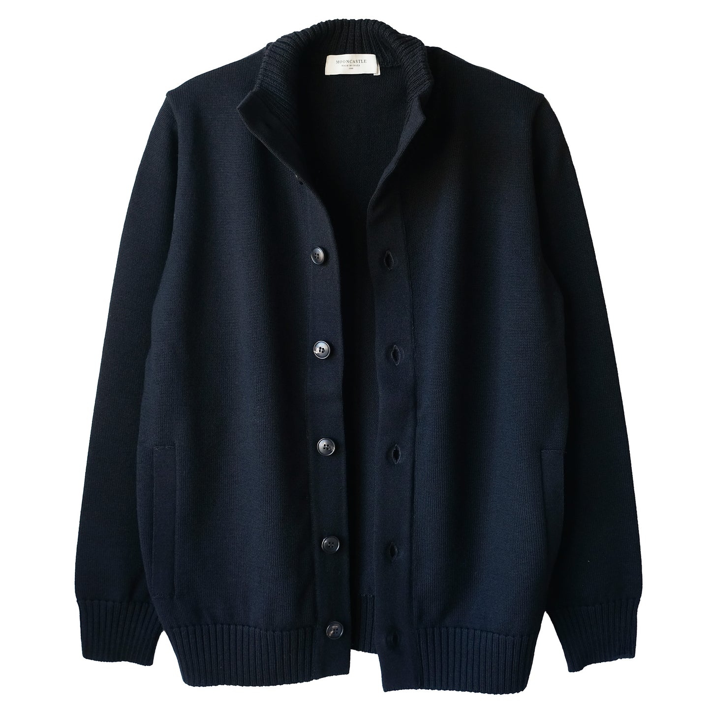 MOON CASTLE_M2306_WOOL STAND COLLAR CARDIGAN_Black