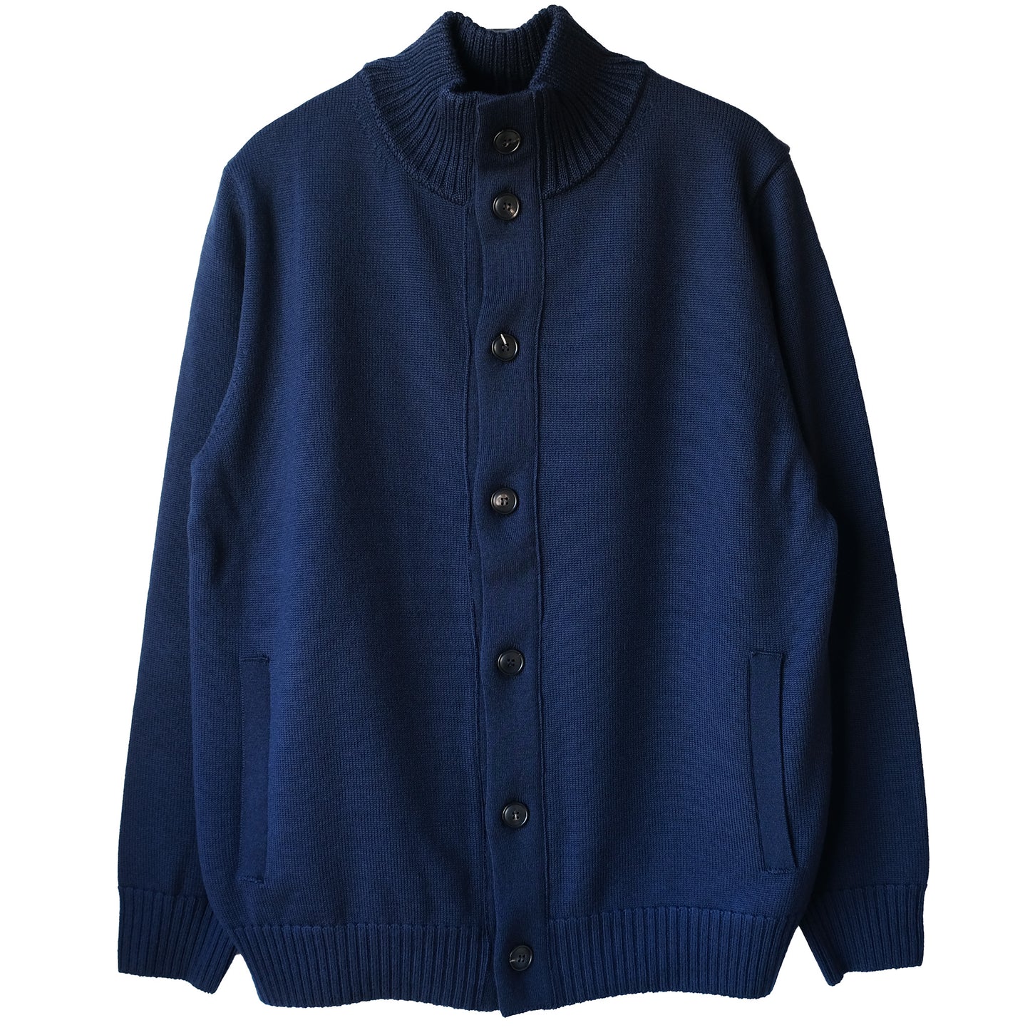 MOON CASTLE_M2306_WOOL STAND COLLAR CARDIGAN_Navy