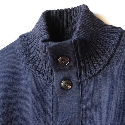 MOON CASTLE_M2306_WOOL STAND COLLAR CARDIGAN_Navy