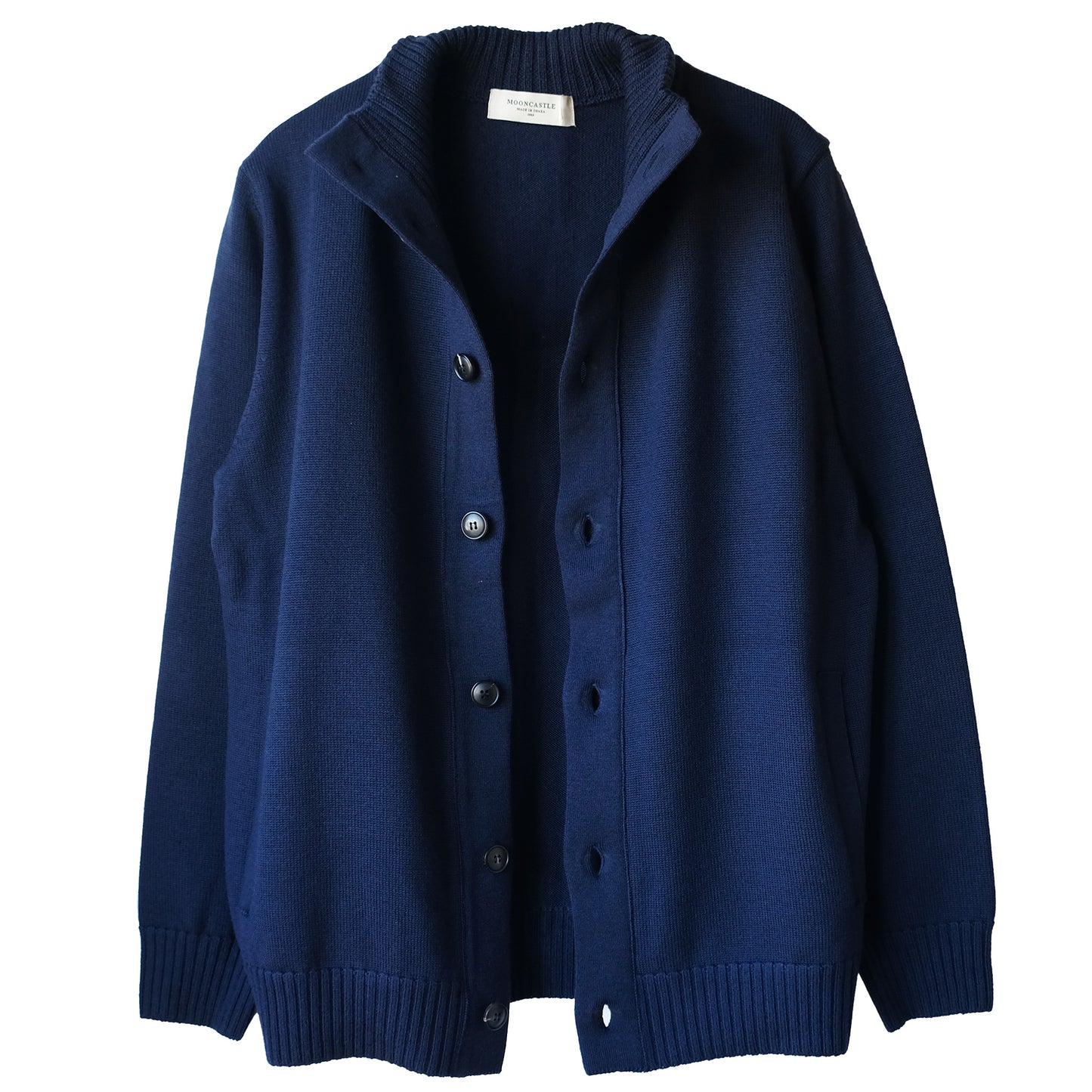 MOON CASTLE_M2306_WOOL STAND COLLAR CARDIGAN_Navy