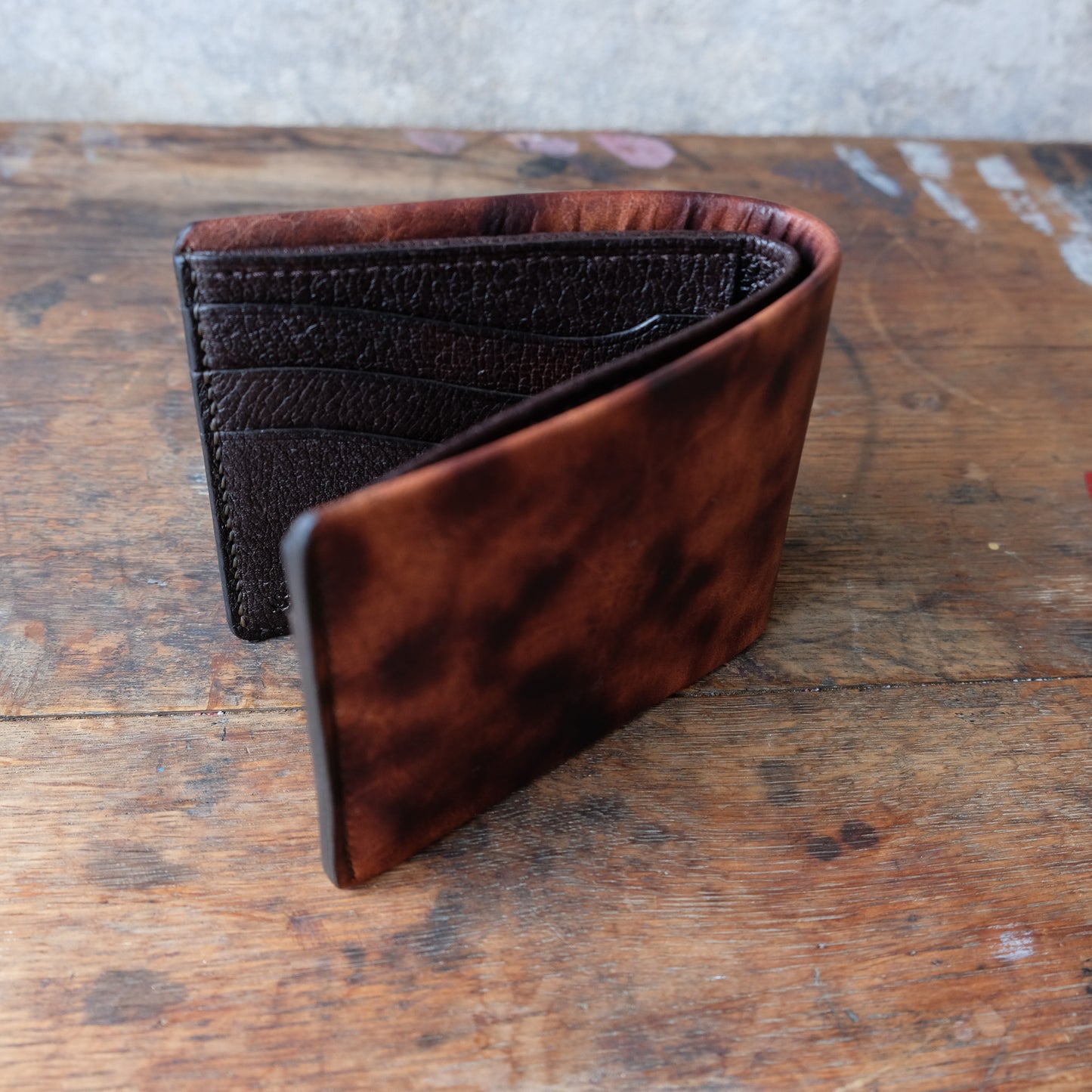 SpiralDance_Short Wallet_Uneven dyeing Wild Sika Leather×Wild Boar Oil Leather