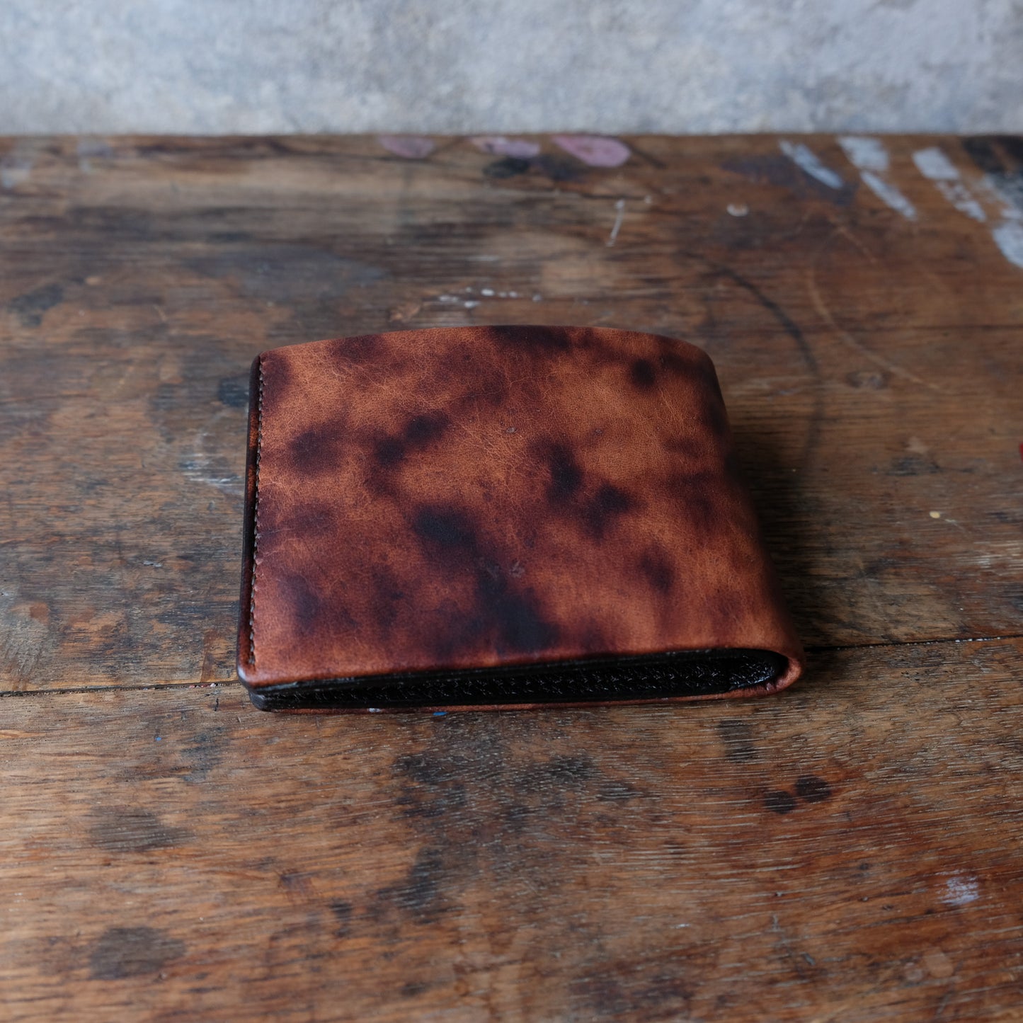 SpiralDance_Short Wallet_Uneven dyeing Wild Sika Leather×Wild Boar Oil Leather