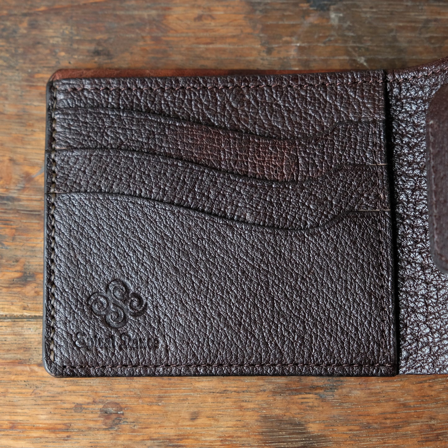 SpiralDance_Short Wallet_Uneven dyeing Wild Sika Leather×Wild Boar Oil Leather