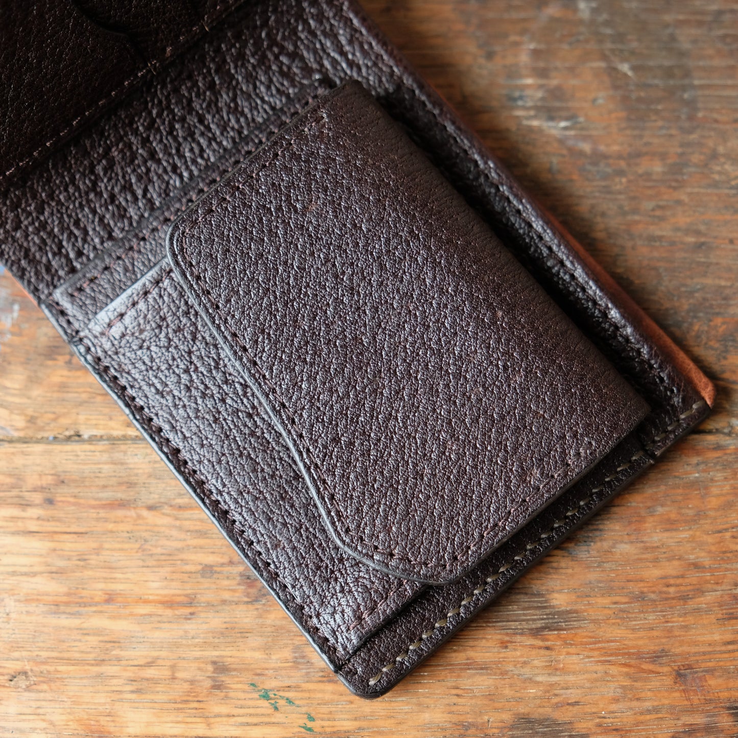 SpiralDance_Short Wallet_Uneven dyeing Wild Sika Leather×Wild Boar Oil Leather