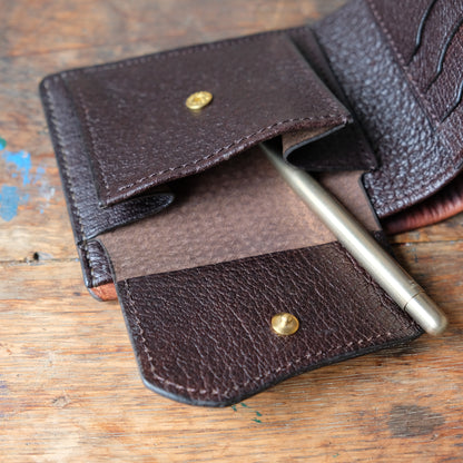 SpiralDance_Short Wallet_Uneven dyeing Wild Sika Leather×Wild Boar Oil Leather