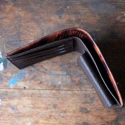 SpiralDance_Short Wallet_Uneven dyeing Wild Sika Leather×Wild Boar Oil Leather