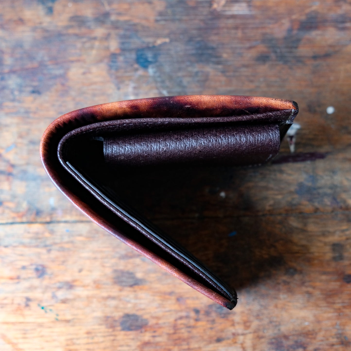 SpiralDance_Short Wallet_Uneven dyeing Wild Sika Leather×Wild Boar Oil Leather